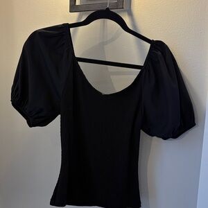 Elegant Black Puff Sleeve Top